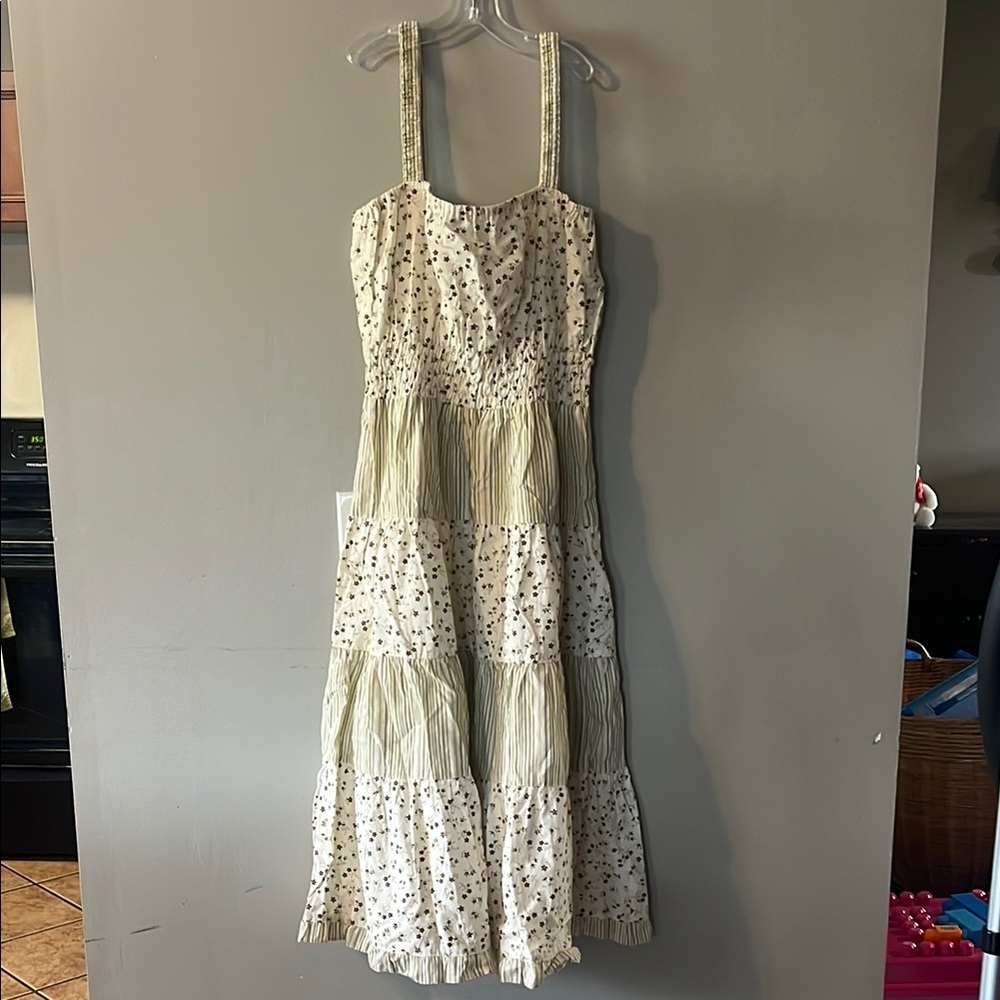 Floral and Striped Maxi Dress